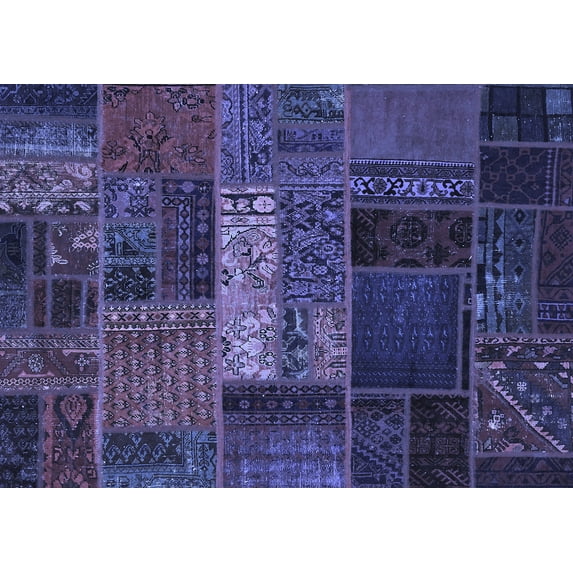 Ahgly Company Machine Washable Indoor Rectangle Oriental Blue Modern Area Rugs, 8' x 12'