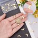 thumbnail image 3 of 1 caja de 20 colgantes de luna creciente chapados en oro de 18 quilates con anilla para hacer joyas, collares y pulseras., 3 of 9