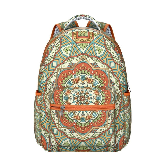 Ornament Mandala Print Students’s Backpack Comfortable and Wear-Resistant School Bag with Bohemian and Abstract Psychedelic Design