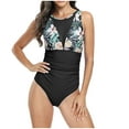 thumbnail image 2 of Wycnly Womens Swimsuits Modest Swimsuit for Women Modest Swimsuit One Piece Swimsuit Summer Beach Leaves Print Mesh Patchwork Tummy Control Swim Suit Women's Swimsuits, 2 of 4