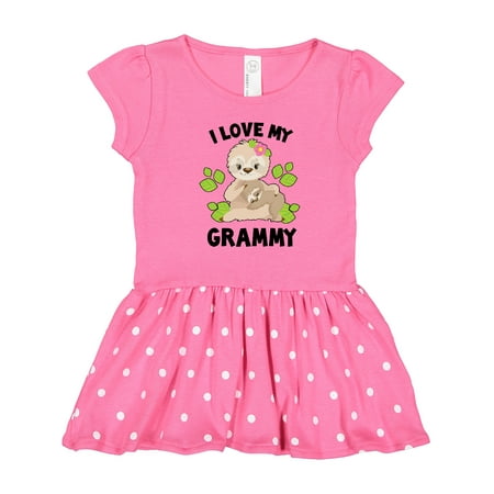 

Inktastic Cute Sloth I Love My Grammy with Green Leaves Gift Toddler Girl Dress