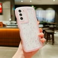 thumbnail image 2 of Compatible with Samsung Galaxy S21 Case, Glitter Clear Bling Star Transparent Matte Cute Curly Wave Frame Camera Cover Protection Shockproof Bumper S21 Phone Case 6.2" for Women (Pink), 2 of 12