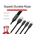 thumbnail image 4 of Cable de carga triple función con diseño moderno y resistente, ideal para dispositivos iOS y Android. Disponible en negro, rojo y azul., 4 of 6