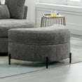 thumbnail image 4 of 32.7" W Chenille Upholstered Half Crescent Moon Storage Bench Large Ottoman with Tray Serve, 4 of 7