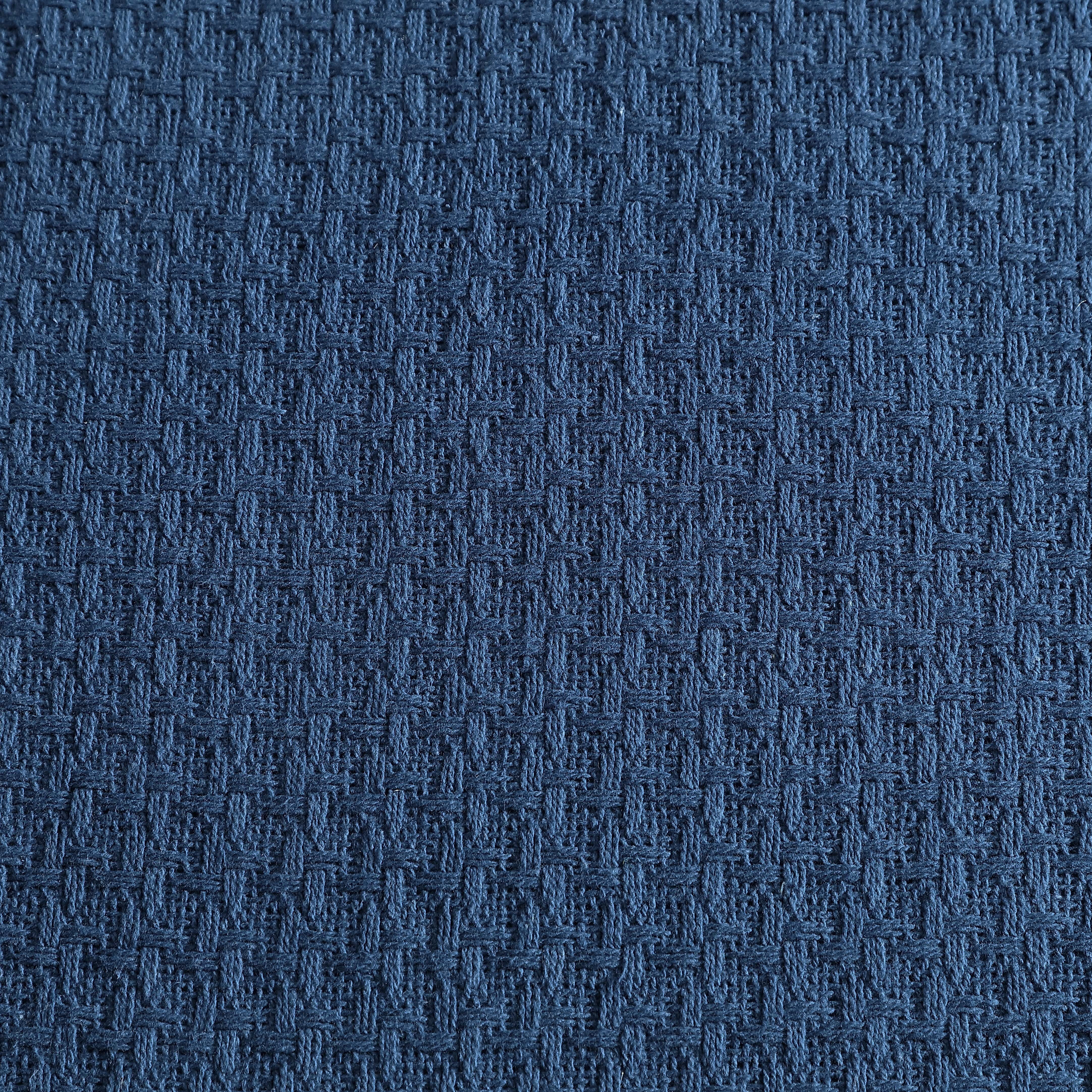 Beatrice Home Fashions, Grand Hotel Woven Cotton Blanket, Full/Queen, Navy