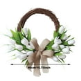 thumbnail image 5 of 3PCS Assorted Artificial Tulip Wreath - 15.75 Inch Chic Rattan Tulip Half Circle Wreath, Spring Front Door Garland with Silk Flowers for Home & Wall Decoration, 5 of 5