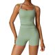 thumbnail image 1 of Conjunto de yoga de 2 piezas para mujer: camiseta sin mangas con espalda descubierta y pantalones cortos. Tejido transpirable, tirantes modernos, ideal para fitness/verano, varias tallas., 1 of 7