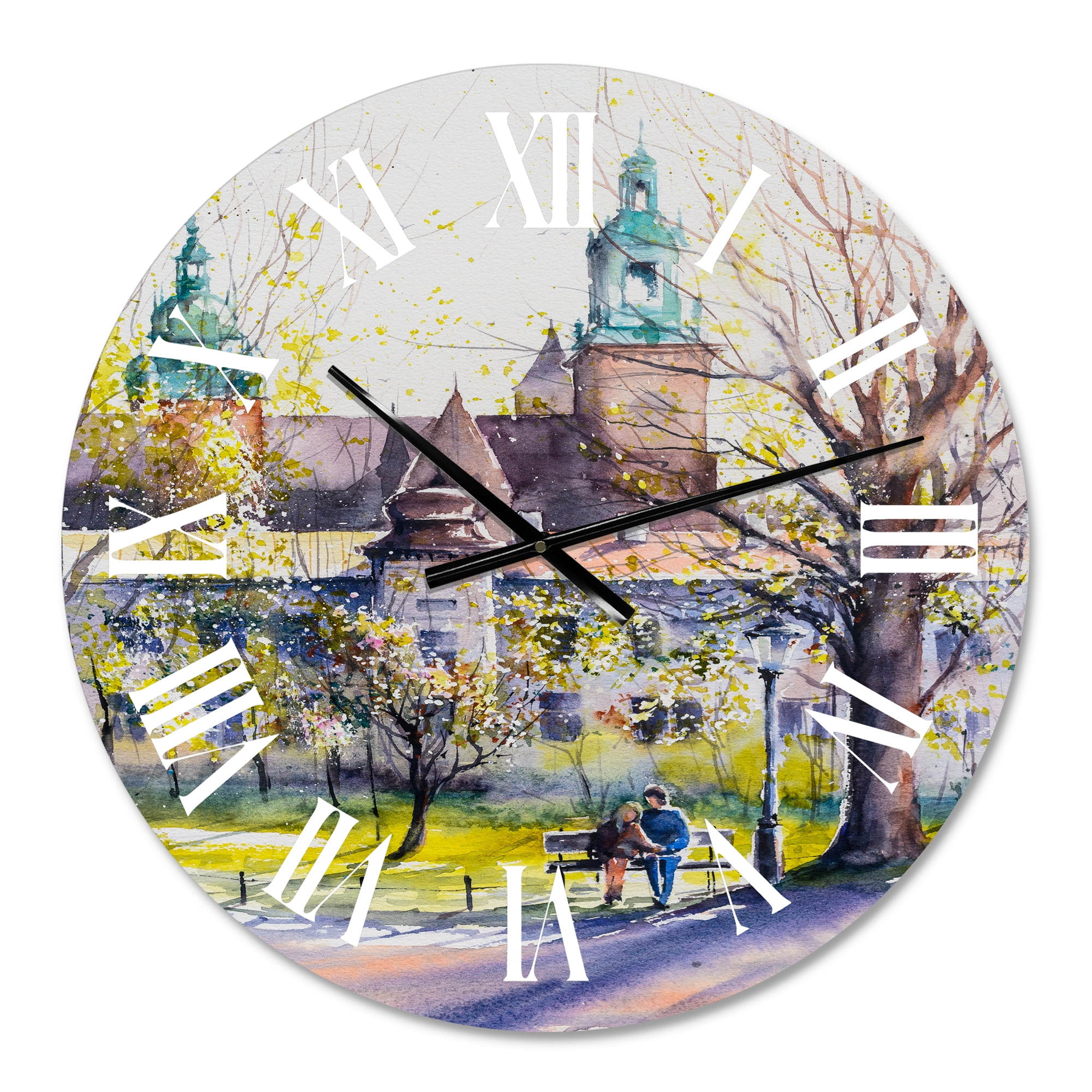 Designart 'Castel Through The Trees Of The Park' Country Wall Clock