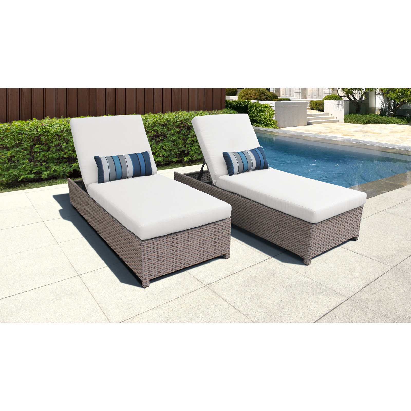 TK Classics Florence Wheeled Wicker Outdoor Chaise Lounge Chair - Set of 2 - image 3 of 11
