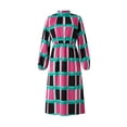 thumbnail image 4 of Women's Casual Dress Colorful Geometric Print Long Sleeve Half Turtleneck Loose Long Dress, 4 of 9