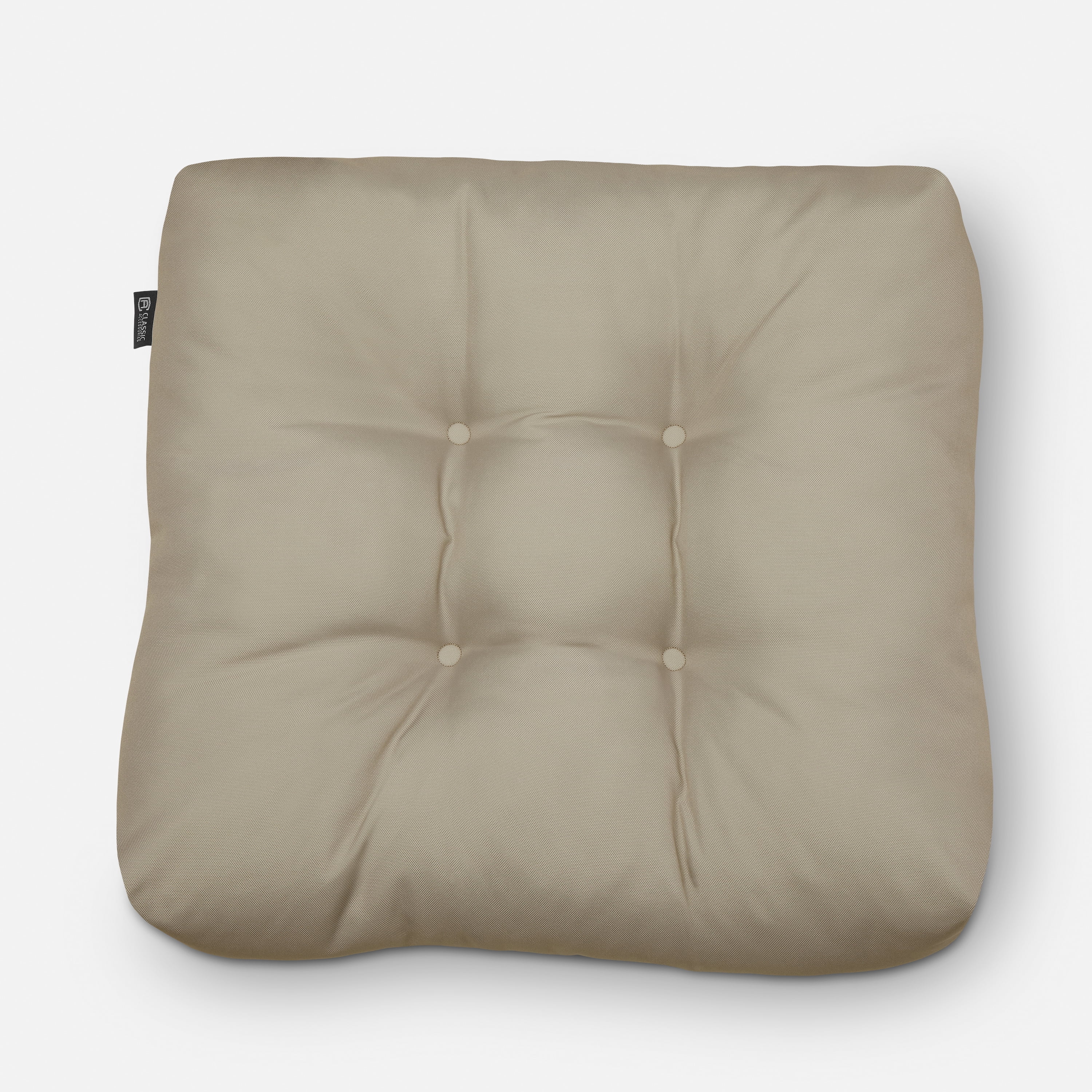 Classic Accessories Water-Resistant 19 x 19 x 5 Inch Square Patio Seat Cushion, Khaki, 2-Pack