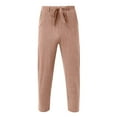 thumbnail image 4 of Vedolay Mens Lounge Pants Linen Pants Men Summer Zipper Pants Linen Pants Coffee,L, 4 of 5