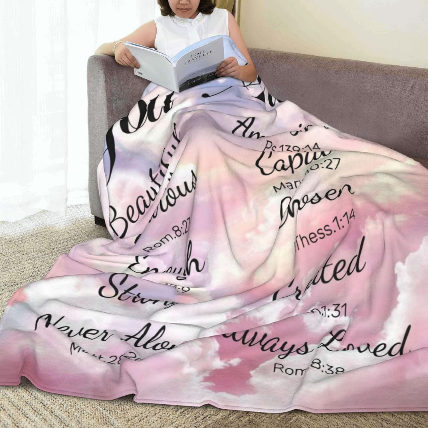 Christian Gifts for Women Inspirational Bible Verse Blanket Religious Scripture Prayer Faith Throw Blanket Soft Flannel Healing Blanket 40"X50" inchesc