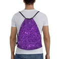 thumbnail image 2 of Kdxio Purple Glitter Print Drawstring Backpack Bag,Waterproof Draw String Back Sack, Gym Drawstring Bags Swim Bag For Unisex, 2 of 9