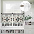 thumbnail image 2 of Farm Aztec Bohemian Geometric Curtain Tier and Valance Set 3 Piece, Green Brown Ethnic Wind 3-inch Rod Pocket Window Tier Curtains Valance for Kitchen Living Room, 2 of 9