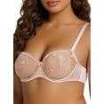 thumbnail image 3 of Deyllo Women Lace Balconette Bra Demi Shelf Bra Unlined Underwired See Through Bralette Pink Bras Clothes Size 34B, 3 of 6