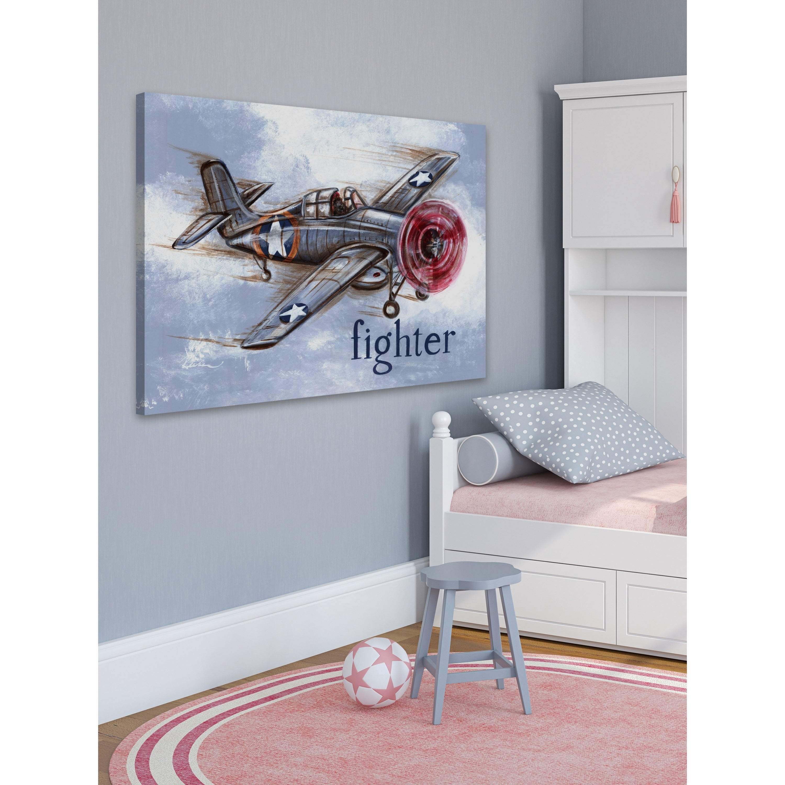 Marmont Hill "Fighter Plane" by Reesa Qualia Painting Print on Wrapped Canvas