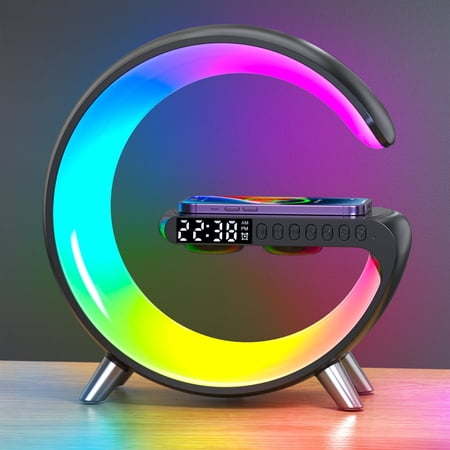 【Ueasy】Small G - Shaped Multifunctional Bluetooth Speaker - 256 Lighting Modes, Alarm, Night Light, Wireless Charge, Call Answer