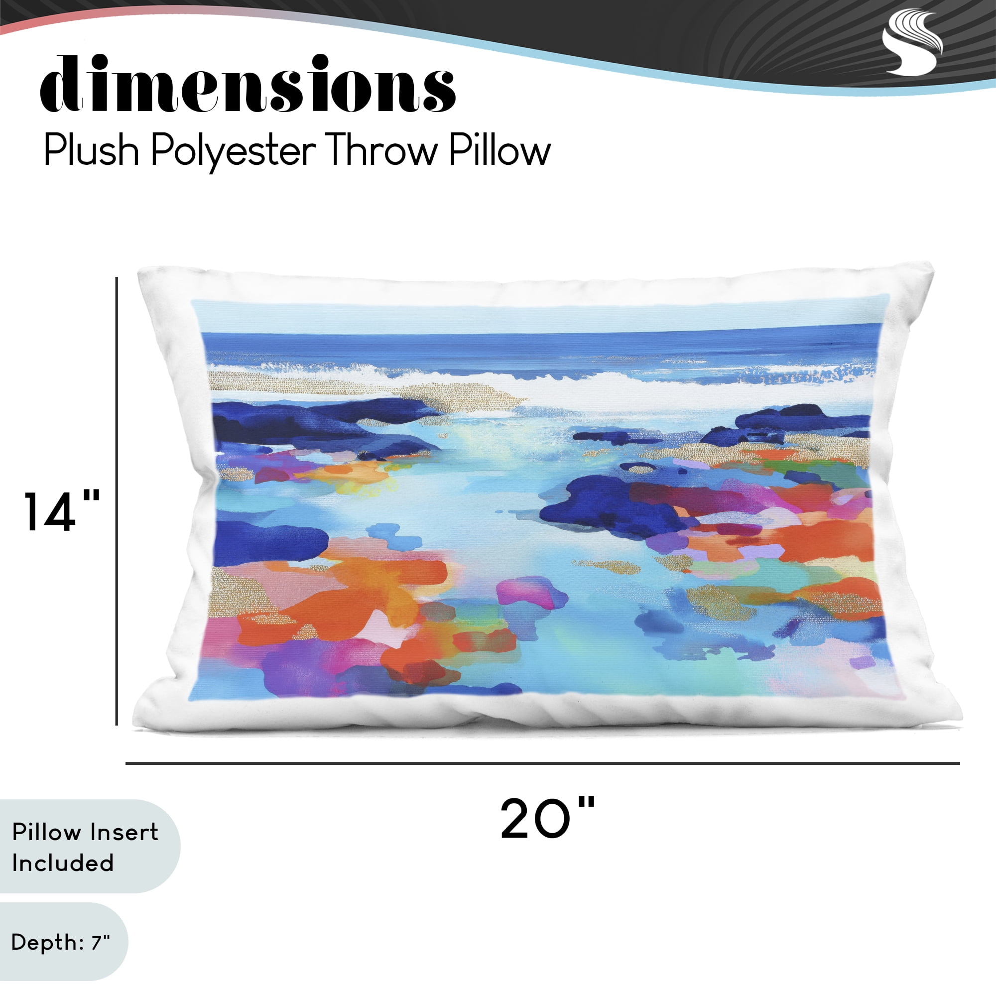 Stupell Industries Coastal Pools Overlay Abstraction Decorative Printed Throw Pillow, design by Chromatic Storm Studio, 14 x 7 x 20