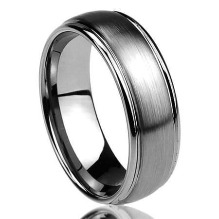 Palm Tungsten E2 Accessories Men Women Tungsten Carbide Wedding Band Ring 8mm Comfort Fit Domed Ring For Men & Women ()