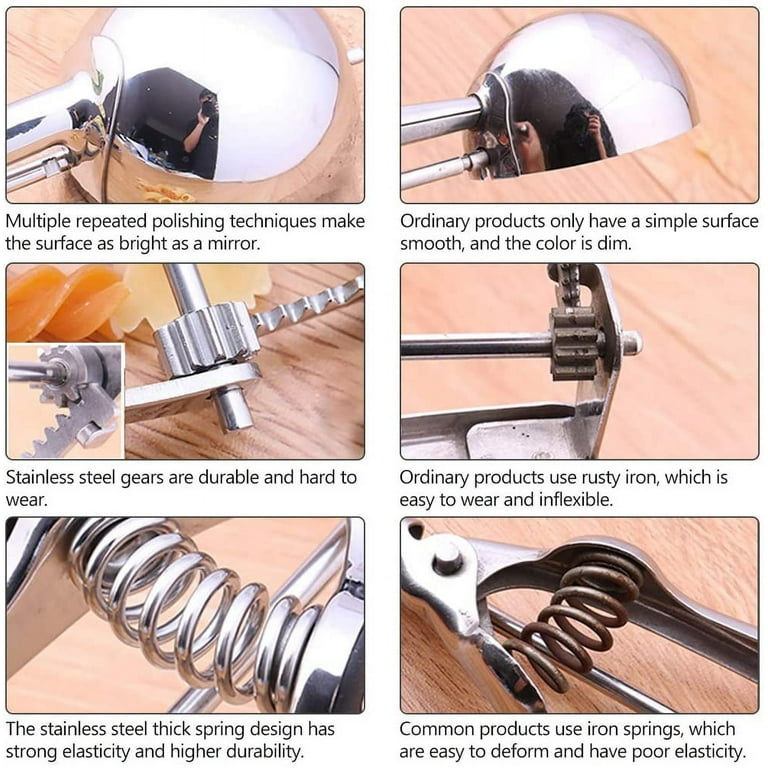 STAINLESS STEEL ICE Cream Scoops Spoon Baking Cookie Scoop With Trigger
