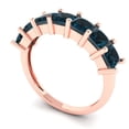 thumbnail image 2 of 2.03 ct Brilliant Princess Cut Natural London Blue Topaz 18K Rose Gold Eternity Band SZ 4.75, 2 of 6
