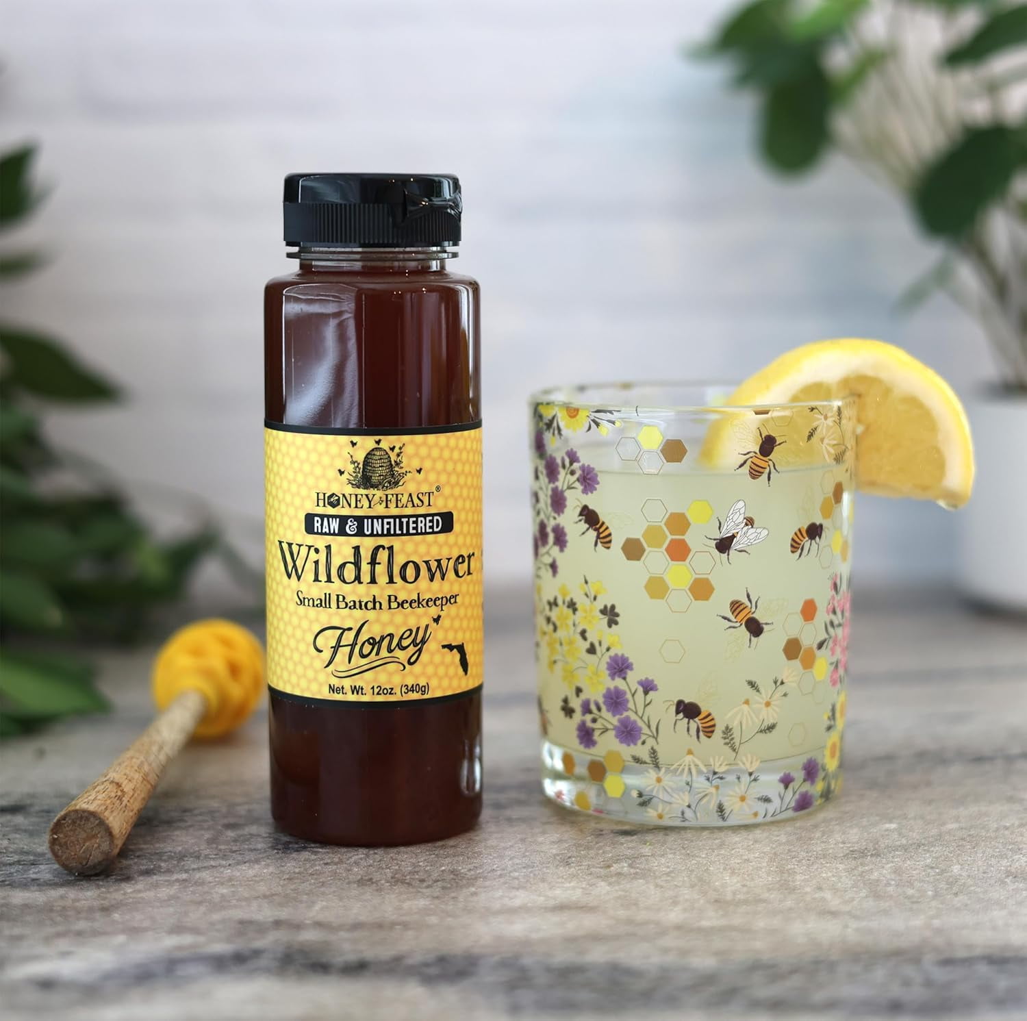 HONEY FEAST Wildflower Honey 12OZ (Pack of 3) - Raw Honey Multipack, Naturally Unfiltered, Perfect for Tea and Kitchen Use