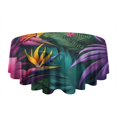 thumbnail image 5 of Colorful Tropical Leaf Pattern Round Tablecloth 60"x60",Wrinkle Wipeable Table Cloth for Kitchen Dining Room Picnic Patio Party, 5 of 6