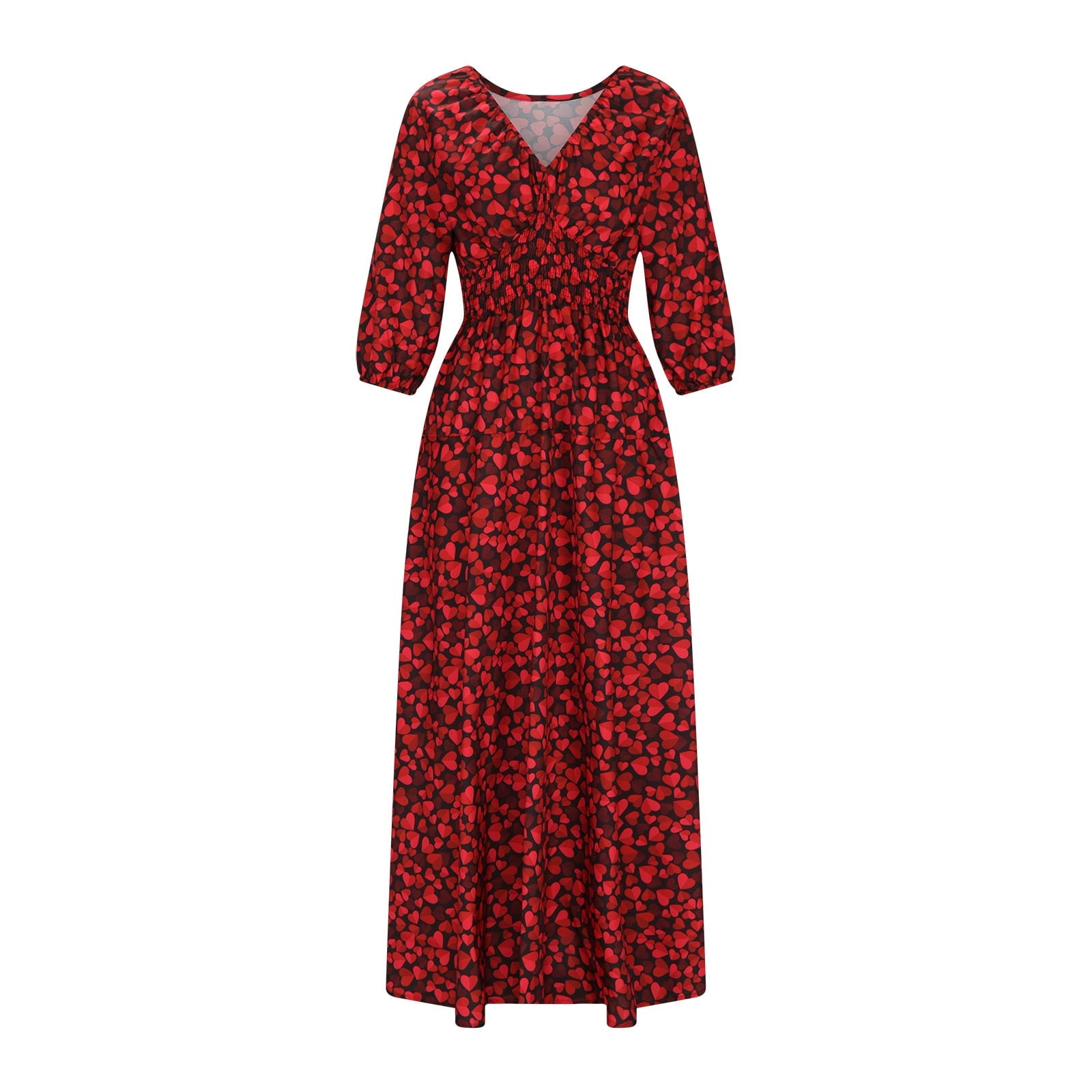 Plus Size Maxi Dress for Women Sexy Deep V Neck 3/4 Sleeve Boho Print Long Dress Wedding Party Casual Dress