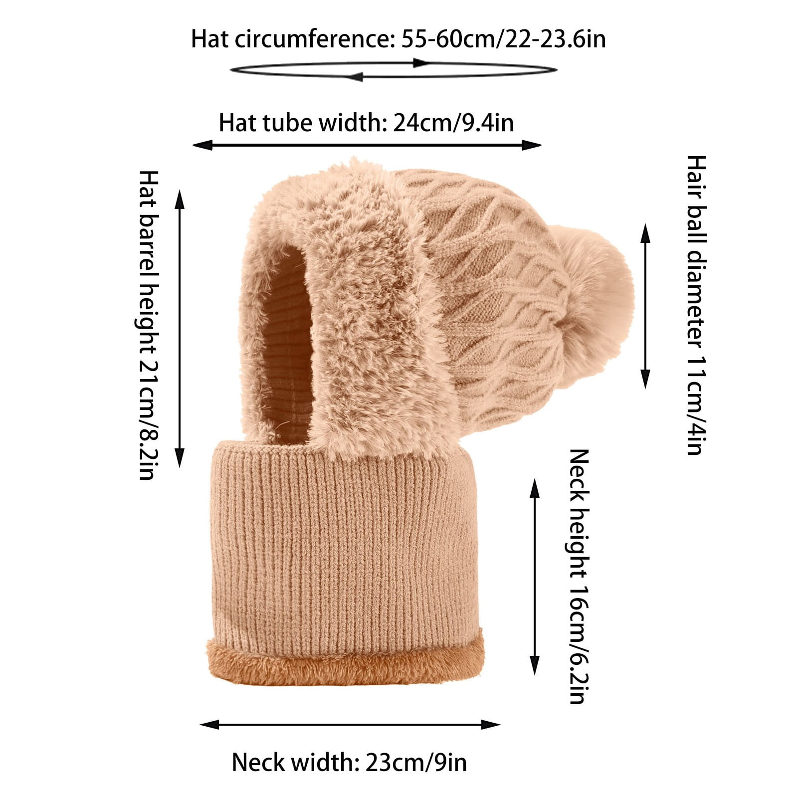 3 in 1 Beanie Hat for Women, Upgrade 3 in 1 Beanie Hat with Scarf and Mask, Fall Winter Warm Knitted Ski Scarf and Mask Set