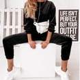 thumbnail image 2 of Conjunto de dos piezas para mujer, suave, liso, manga larga, cuello redondo, Otoño Invierno, Tops de terciopelo, pantalones largos de cintura alta, pantalones, traje informal Fridja  hfkajh100770, 2 of 7