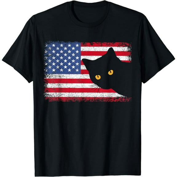 USA Patriotic American Flag Men Women Kids Boys Girls US Cat T-Shirt