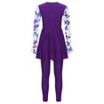 thumbnail image 4 of Alvivi Kids Girls Rash Guard Swimsuit Long Sleeve Swim Dress with Pants Sun Protection Beachwear Purple 6, 4 of 7