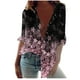 thumbnail image 1 of Blusa informal para mujer, cuello redondo, manga larga, estampado, camisa suelta, tops, botones, cárdigan Pompotops  FGAJ6871, 1 of 5