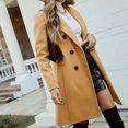 thumbnail image 7 of Stichou Womens Long Double Breasted Coats Lapel Collar Pea Coat Winter Slim Fit Jackets Trench Coat Outwear Khaki M, 7 of 7