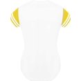 thumbnail image 2 of DIGITMON Women's Baseball Softball Jersey Button Down Premium Two-Stripe Sleeve Shirts Uniform WHITEYELLOW, X-Small, 2 of 3