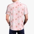thumbnail image 4 of Daiia Rabbit And Peach Pattern Men’s Polo Shirts,Solid Deck Shirt,Classic Fit, Breathable Cotton Polo for Casual and Sport Wear-, 4 of 9