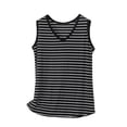 thumbnail image 2 of Njagoc3 Women Black White Striped Tank Top Casual Sleeveless Curved Hem Top, 2 of 5
