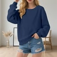thumbnail image 4 of Lightweight Fall Basic Sweatshirts for Women 2025 Long Sleeve Crewneck Relaxed Fit Plain Sweatshirt Pullover Tops, 4 of 5