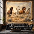 thumbnail image 6 of Four Galloping Horses in Golden Prairie, Majestic Illustration for Animal Lovers, Western Wall Art Decor, Housewarming Gift Tapestry Wall Hanging for Living Room and Bedroom, 6 of 7