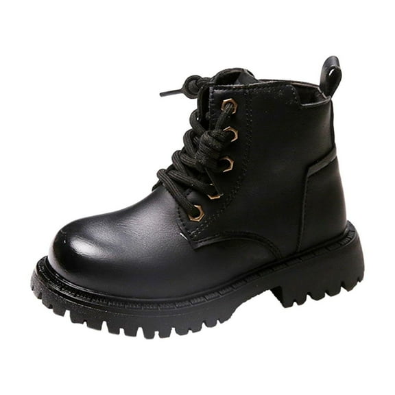 vokkrv Boys Girls Ankle Boots Waterproof Kids Leather School Boot with Zip Hiking Boots Winter Warm Snow Shoes Toddler