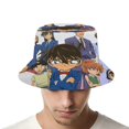 thumbnail image 4 of Detective Conan Caso Cerrado Sombrero bucket para adultos, gorra de protección solar, sombrero de pescador plegable para viajes al aire libre, pesca y actividades de verano, 4 of 6