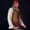 thumbnail image 2 of 5 Pcs Mens Pirate Costume Medieval Renaissance Viking Shirt Pirate Banded Pants Bandana Belt For Halloween, 2 of 5