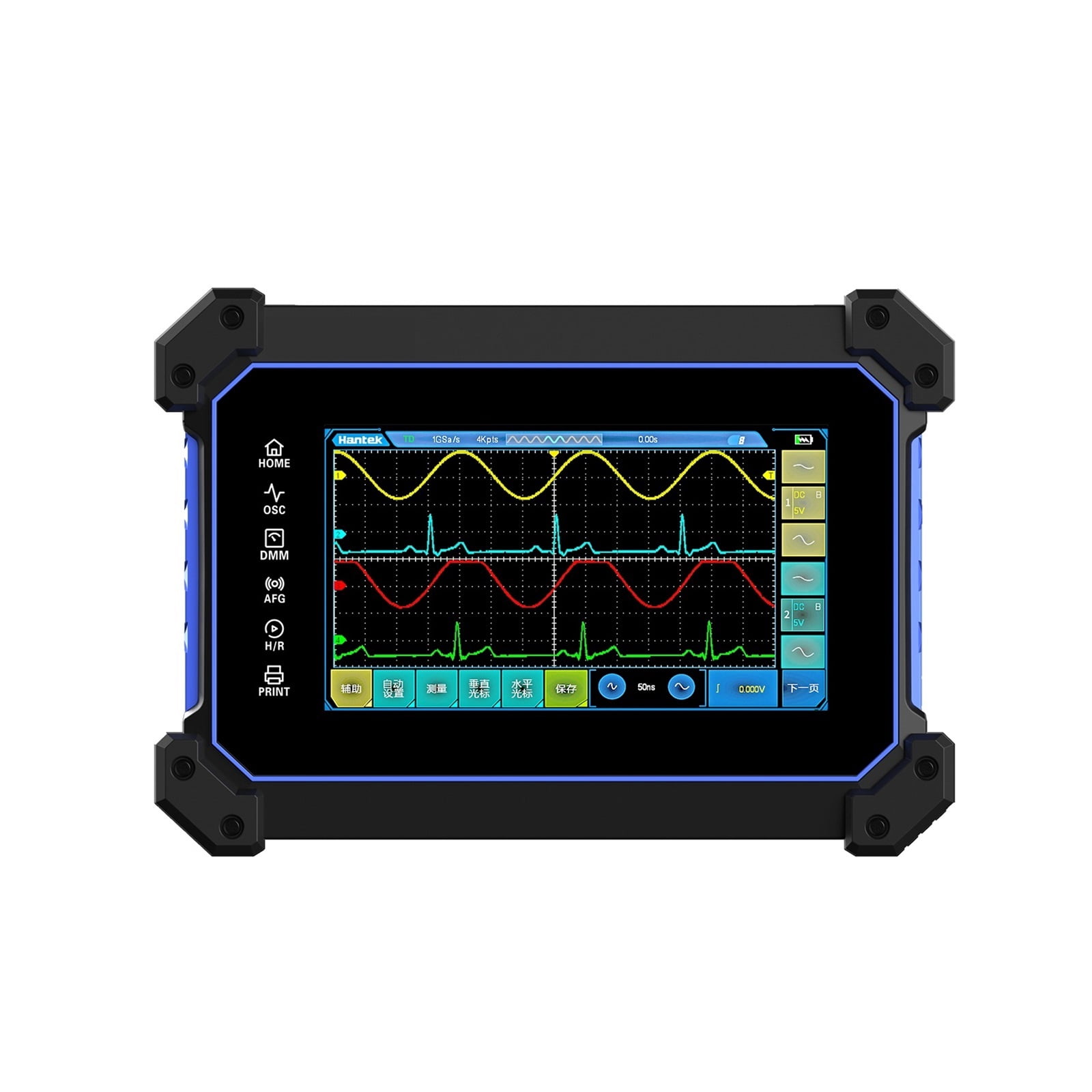 Touch Screen Digital Oscilloscope 2 Channels Portable USB + 25Mhz Signal Source+Multimeter ,Professional Designed