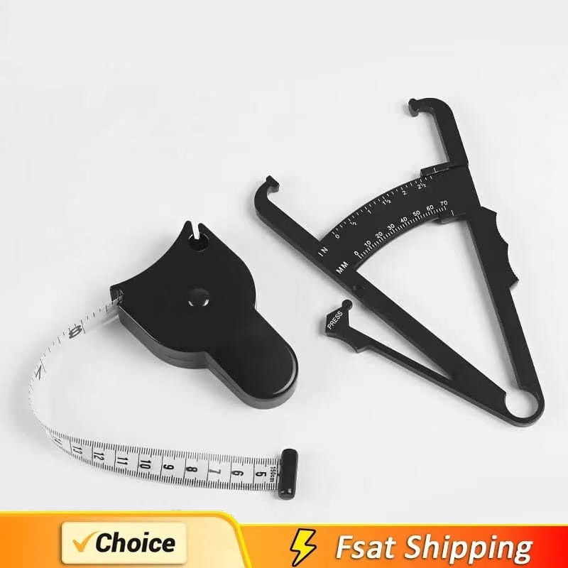 1set 70mm Skinfold Body Fat Caliper Set with Measure Tape Body Fat Monitors Body Fat Tester Skinfold Measurement accessory