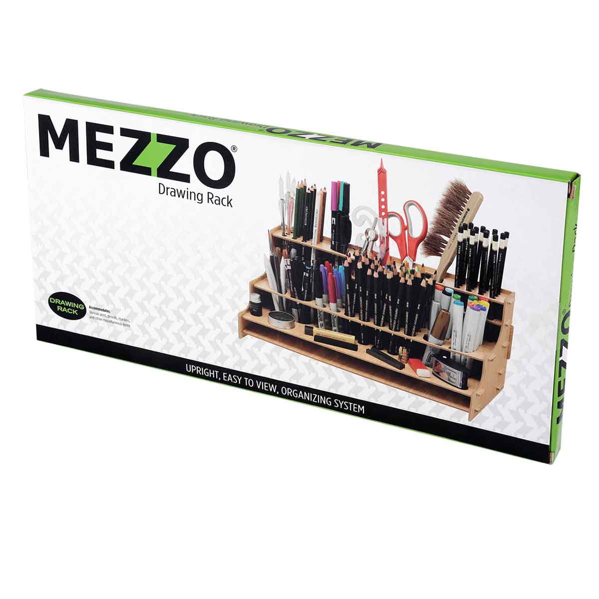 Mezzo Artist Drawing Rack - Wood Grain Laminate Multi Layer Desk Stand Professional Storage Display Organizer for Pens, Pencils, Drafting and all other Drawing Tools