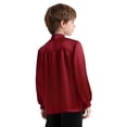 thumbnail image 2 of Hansber Kids Boys Worship Liturgical Praise Dance Tops Long Sleeve Church Party Shirts Performance Pullover Satin Blouse Burgundy 12, 2 of 7