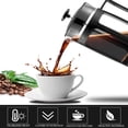 thumbnail image 3 of Kibhous French Press Coffee Machine Capacity 34Oz Coffee Machine, with 1 Filter, Heat-Resistant Borosilicate Glass, Black, 3 of 9