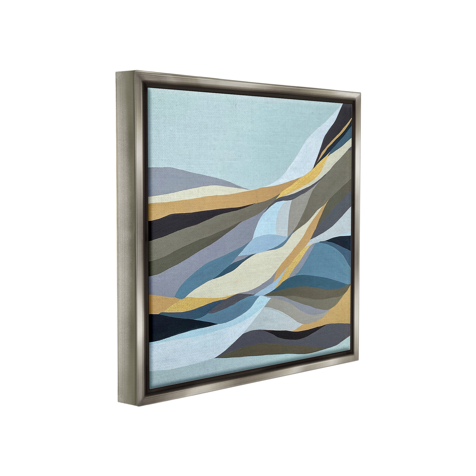Stupell Industries Geometric Mountains Landscape Abstract Painting Gray Floater Framed Canvas Art Print Wall Art, 18 x 18