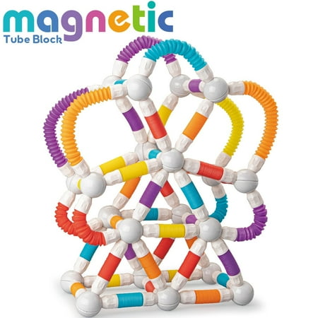 86 Pc Magnetic Building Rods & Spheres, STEM Engineering & Architecture Kit for Kids, Creative 3D Construction Set
